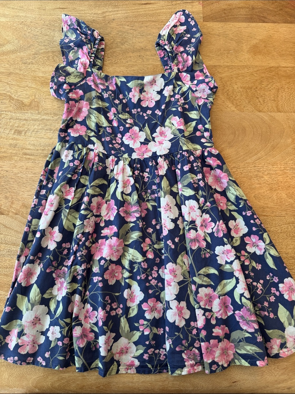 Janie and Jack Navy Floral Sundress with Pink Blossoms
